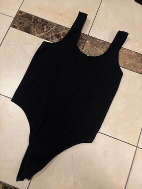 Bozzolo Black Scoop Neck Bodysuit